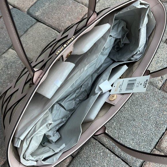 Michael Kors Sienna Large Tote Shoulder Bag Powder Blush Leather Canvas - Picture 9 of 16